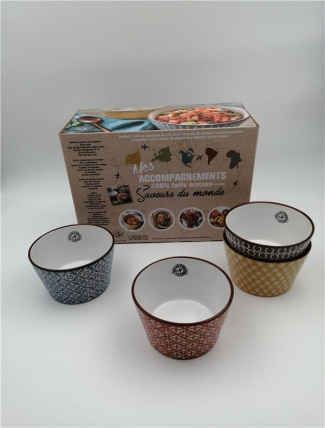 Mes accompagnements 100% fait maison Saveurs du monde. Coffret avec 4 bols en céramique et 1 livre
