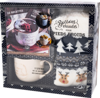 Boissons chaudes, pour pieds froids. Avec 1 paire de chaussettes doublées polaires et antidérapantes