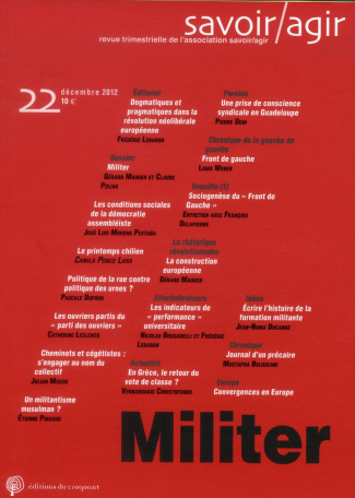 Savoir/Agir N° 22, Décembre 2012 : Militer