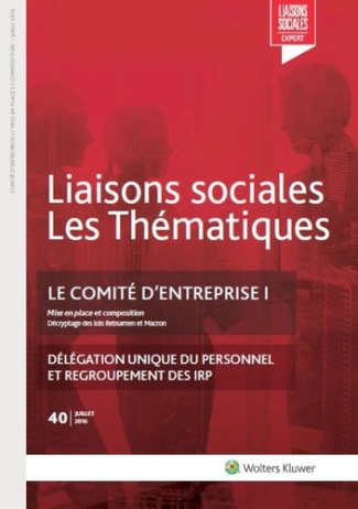 Liaisons sociales Les Thématiques N° 40, juillet 2016 : Le comité d'entreprise. Tome 1
