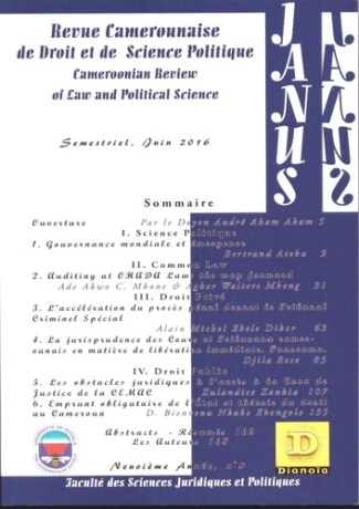 Revue Camerounaise de Droit et Science Politique (Janus 5). 5 Cameroonian Review of Law and Politica