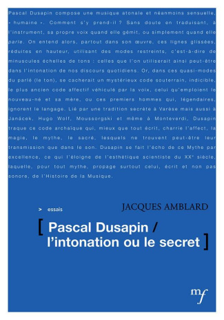 Dusapin. Le second style ou l'intonation