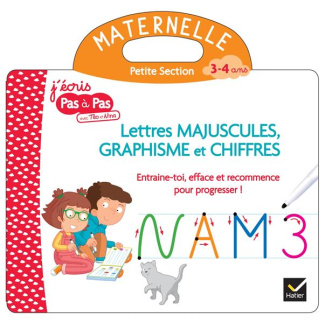 Lettres majuscules, graphisme et chiffres Maternelle Petite Section. Livre ardoise avec un feutre ef