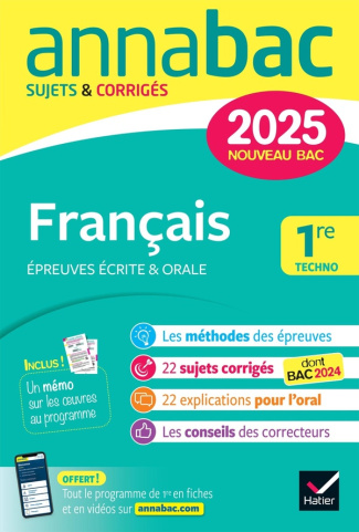Français 1re Techno. Sujets & Corrigés, Edition 2025