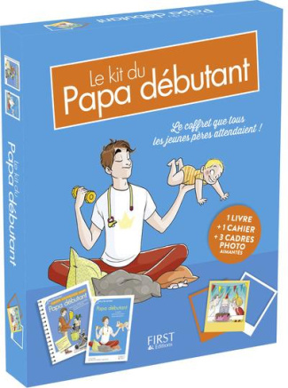 Le kit du papa débutant. Coffret livre   cahier   3 cadres photos aimantés