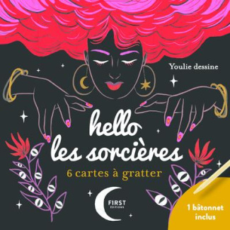 Hello les sorcières. 6 cartes à gratter et 1 bâtonnet inclus