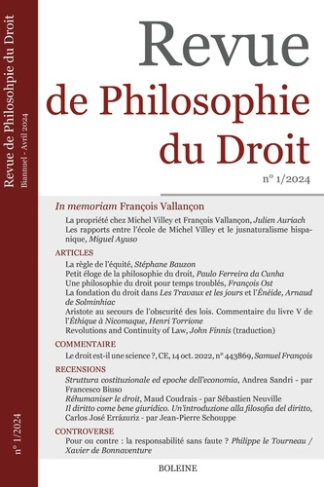 Revue de Philosophie du Droit N° 1, avril 2024