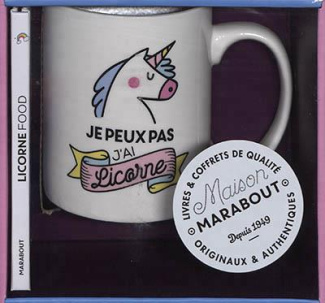 Je peux pas, j'ai licorne. Avec un mug sérigraphié et un livre de recettes licorne food