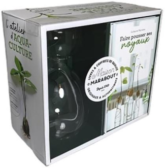 Coffret L'atelier d'aqua-culture. Le livre Faire pousser ses noyaux avec 1 vase spécialement conçu
