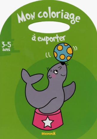 Mon coloriage à emporter otarie sur fond vert