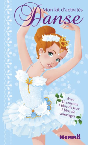 Mon kit d'activités Danse. 12 crayons de couleur, 1 bloc de jeux, 1 bloc de coloriages