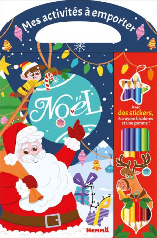 Noël. Avec des stickers, 6 crayons bicolores et une gomme !