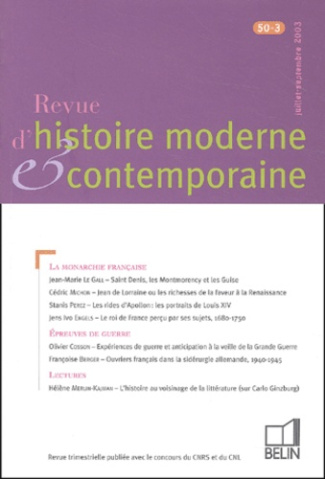 Revue d'histoire moderne et contemporaine/503/Revue d'histoire moderne et contemporaine Tome 503
