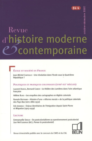 Revue d'histoire moderne et contemporaine/544/Ecole et société en France , Politiques et pratiques c