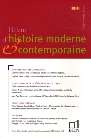 Revue d'histoire moderne et contemporaine Tome 55 N° 1, Janvier-mars 2008