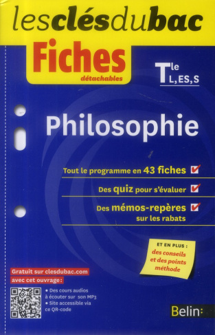 Philosophie Tles L, ES, S. Fiches détachables