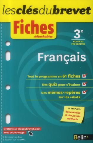 Français 3e. Fiches détachables