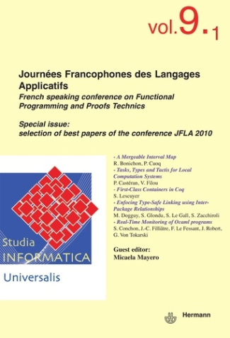 Studia Informatica Universalis n°9.1. Journées Francophones des Langages Applicatifs