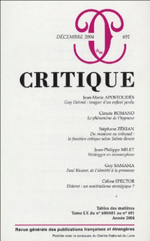 Critique N° 691, Décembre 2004