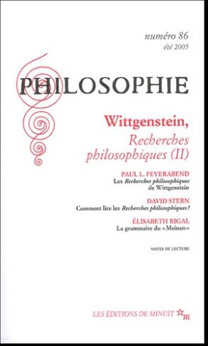 Philosophie N° 86, Eté 2005 : Wittgenstein, Recherches philosophiques (II)