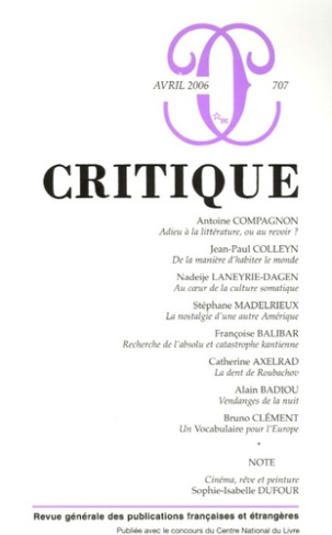 Critique N° 707, Avril 2006