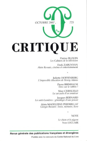 Critique N° 725, Octobre 2007
