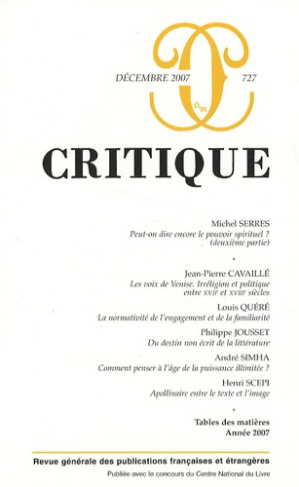 Critique N° 727, Décembre 2007