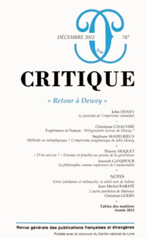 CRITIQUE N° 787, DECEMBRE 2012 : RETOUR A DEWEY