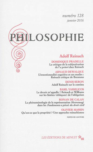 Philosophie N° 128, janvier 2016 : Adolf Reinach