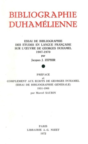 Bibliographie duhamélienne. Essai de bibliographie des études en langue française sur l'œuvre de Geo