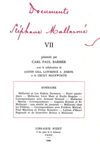 Documents Stéphane Mallarmé VII
