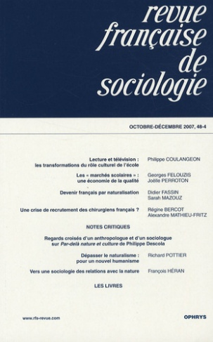Revue française de sociologie N° 48-4, Octobre-Décembre 2007
