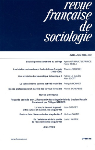 Revue française de sociologie N° 49-2, Avril-juin 2008