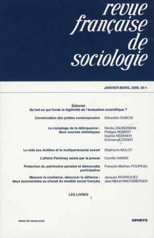 Revue française de sociologie N° 50-1, Janvier-Mars 2009 : Qu'est-ce qui fonde la légitimité de l'év