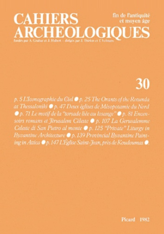 Cahiers archéologiques N° 30/1982