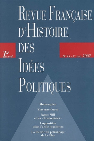 Revue française d'Histoire des idées politiques N° 25, 1er semestre 2007