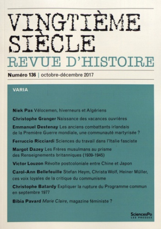 Vingtième siècle N° 136, octobre-décembre 2017 : Varia