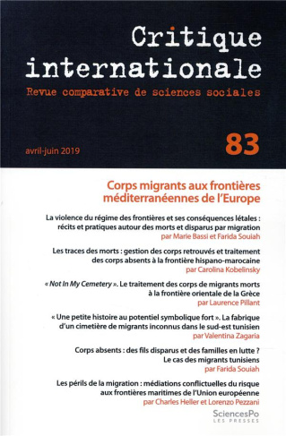 Critique internationale N° 83 : Gestion des corps migrants aux frontières méditerranéennes de L'Euro