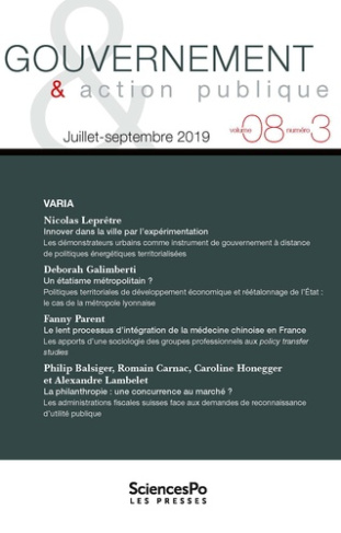 Gouvernement & action publique Volume 8 N° 3, juillet-septembre 2019