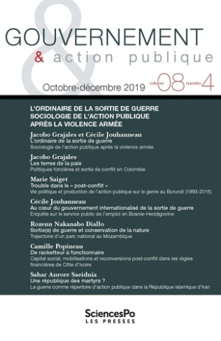Gouvernement & action publique Volume 8 N° 4, octobre-décembre 2019 : L'ordinaire de la sortie de gu
