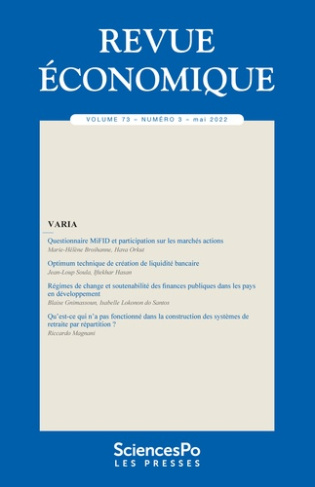 Revue économique Volume 73 N° 3, mai 2022 : Varia