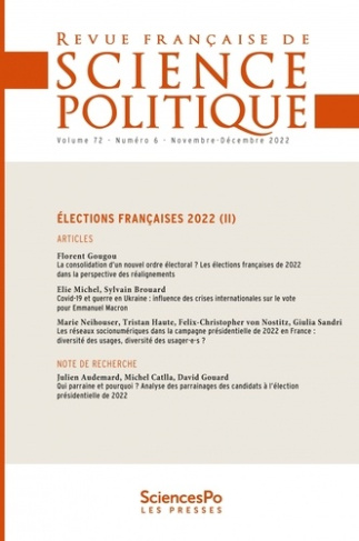 Revue française de science politique Volume 72 n°6, Novembre-Décembre 2022