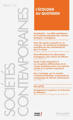 Sociétés contemporaines N° 131, 2023 : L'écologie au quotidien