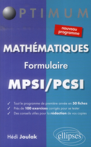 Mathématiques MPSI/PCSI. Formulaire