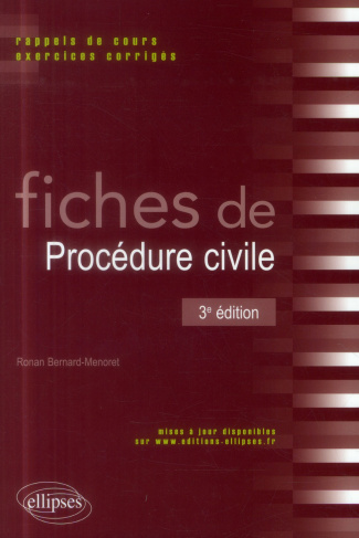 Fiches de procédure civile. Rappels de cours et exercices corrigés, 3e édition