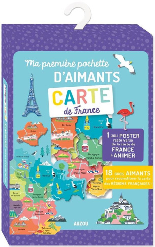 Ma première pochette d'aimants Carte de France. Avec 18 grands aimants et 1 poster