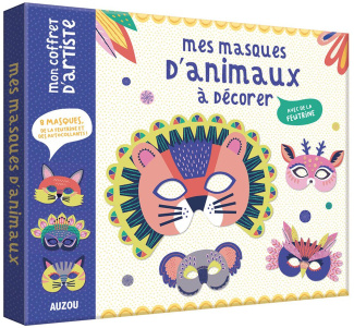 Mes masques d'animaux à décorer avec de la feutrine. Avec 8 masques, des planches de papier prédécou