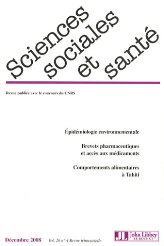 Sciences Sociales et Santé Volume 26 N° 4, Décembre 2008