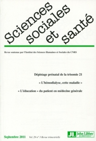 Sciences Sociales et Santé N° 29, septembre 2011