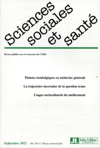 Sciences Sociales et Santé Volume 30 N° 3, septembre 2012